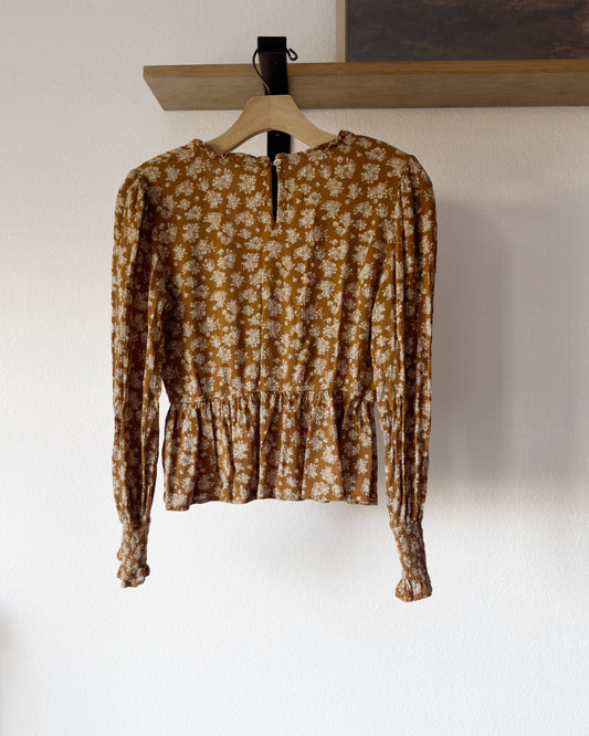 Floral Print Ruffled Top (S)