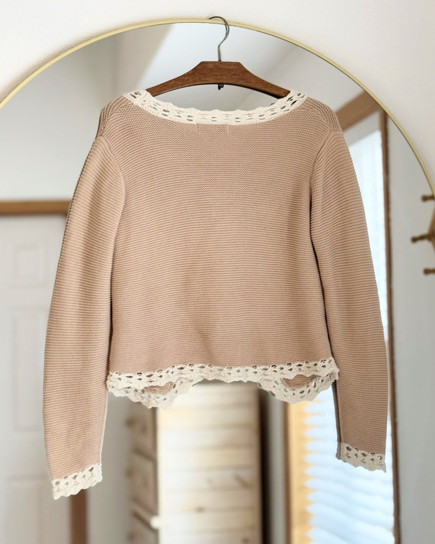 Crochet Trim Cardigan Sweater (M)