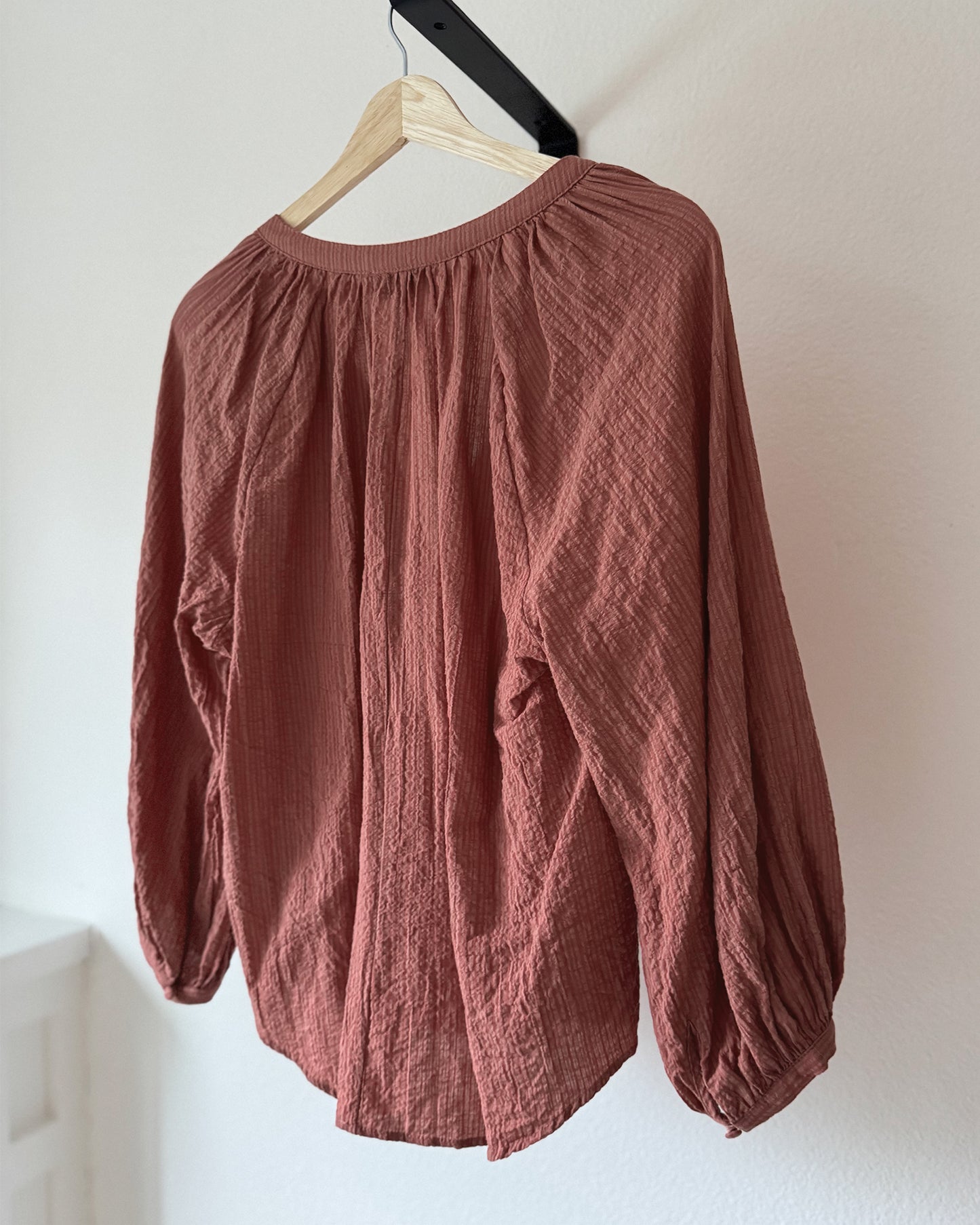 Rushed Cotton V-Neck Top (M)