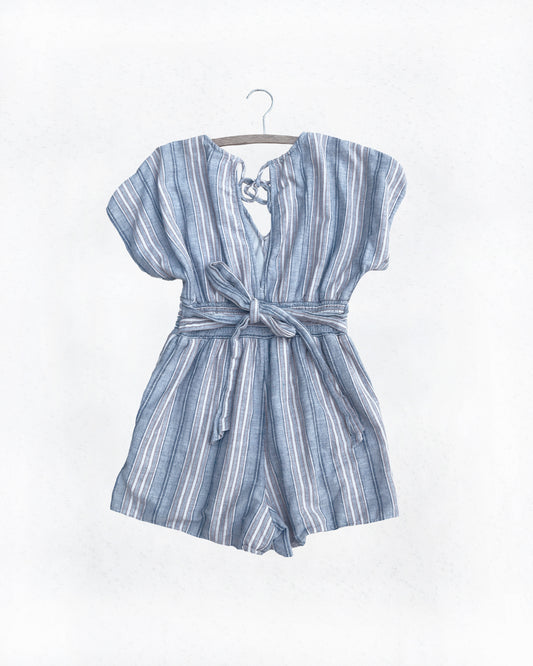 AE Cotton/Linen Blend Striped Romper (S)