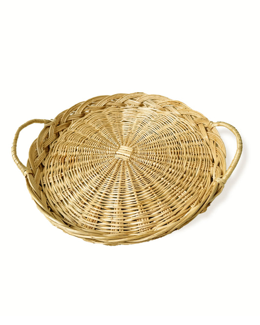 Rattan Wicker Serving Platter with Handles