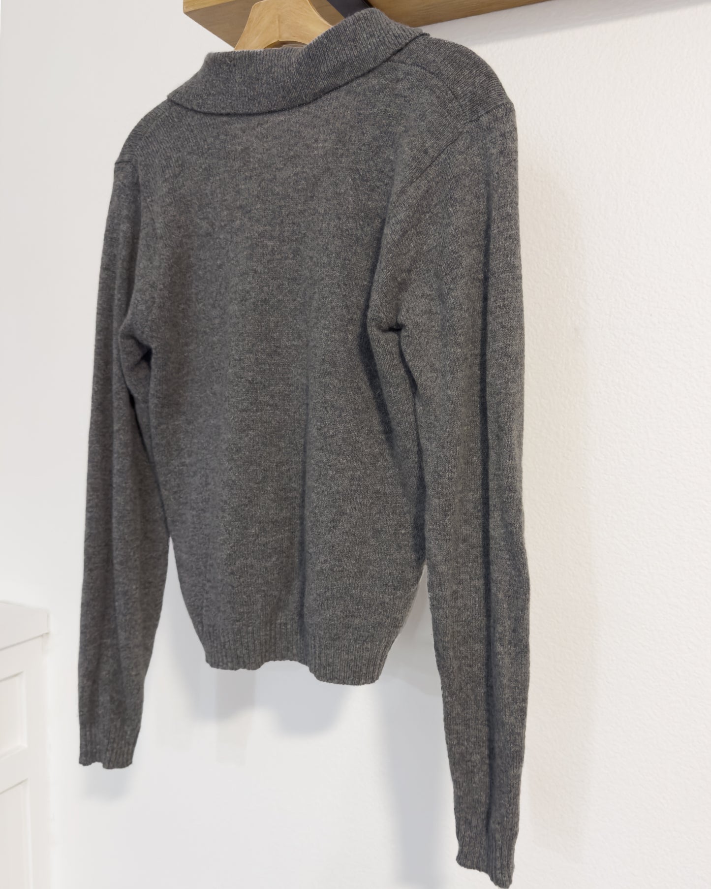 Wool Blend Collared Cardigan Sweater (M)