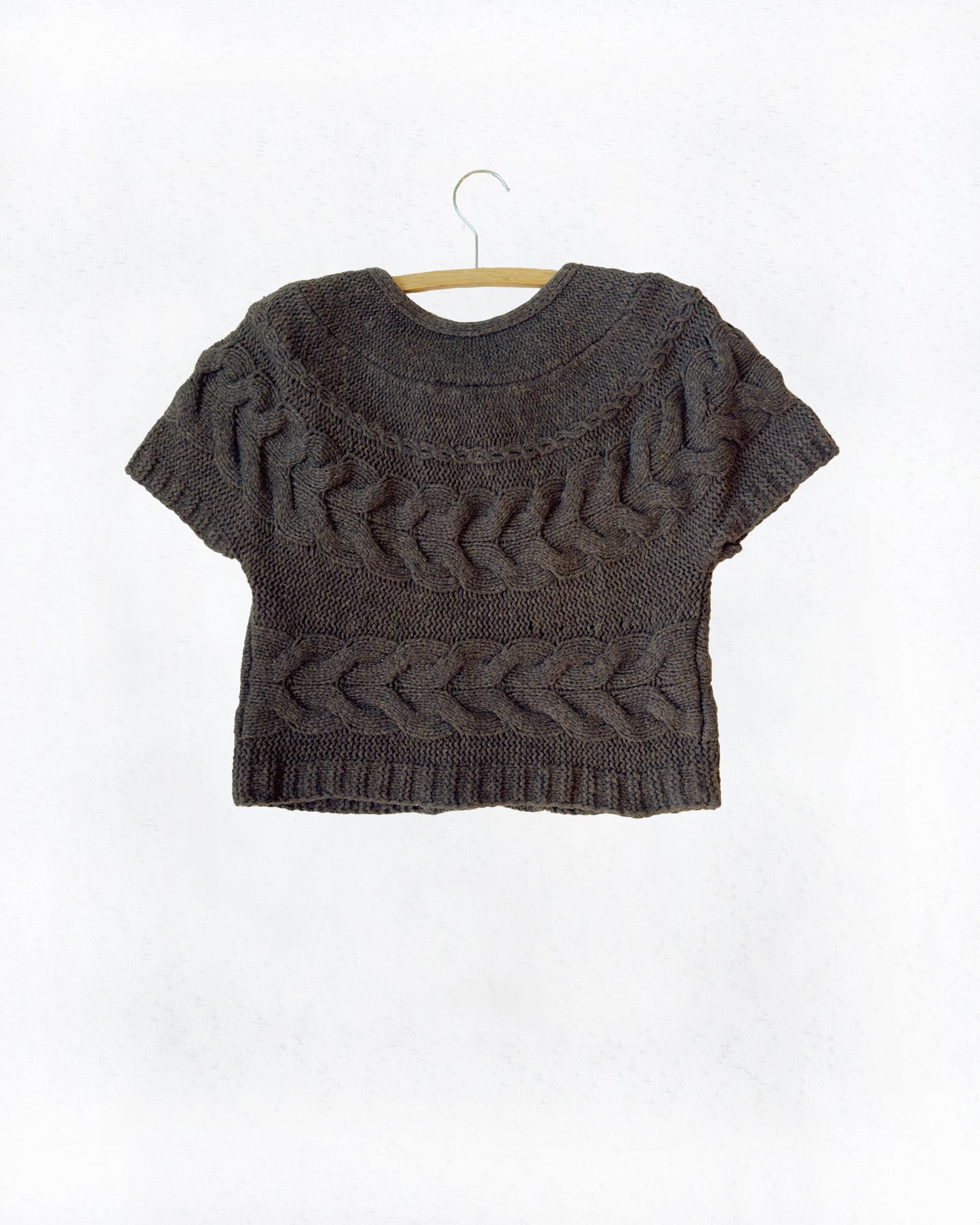 Cable-Knit Chunky Cardigan Sweater (L)