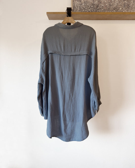 Gauze Button Top / Swimsuit Cover (M-XL)