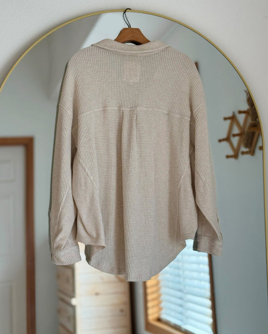 Oversized Lumberjane Waffle Button Down Top (M/L)