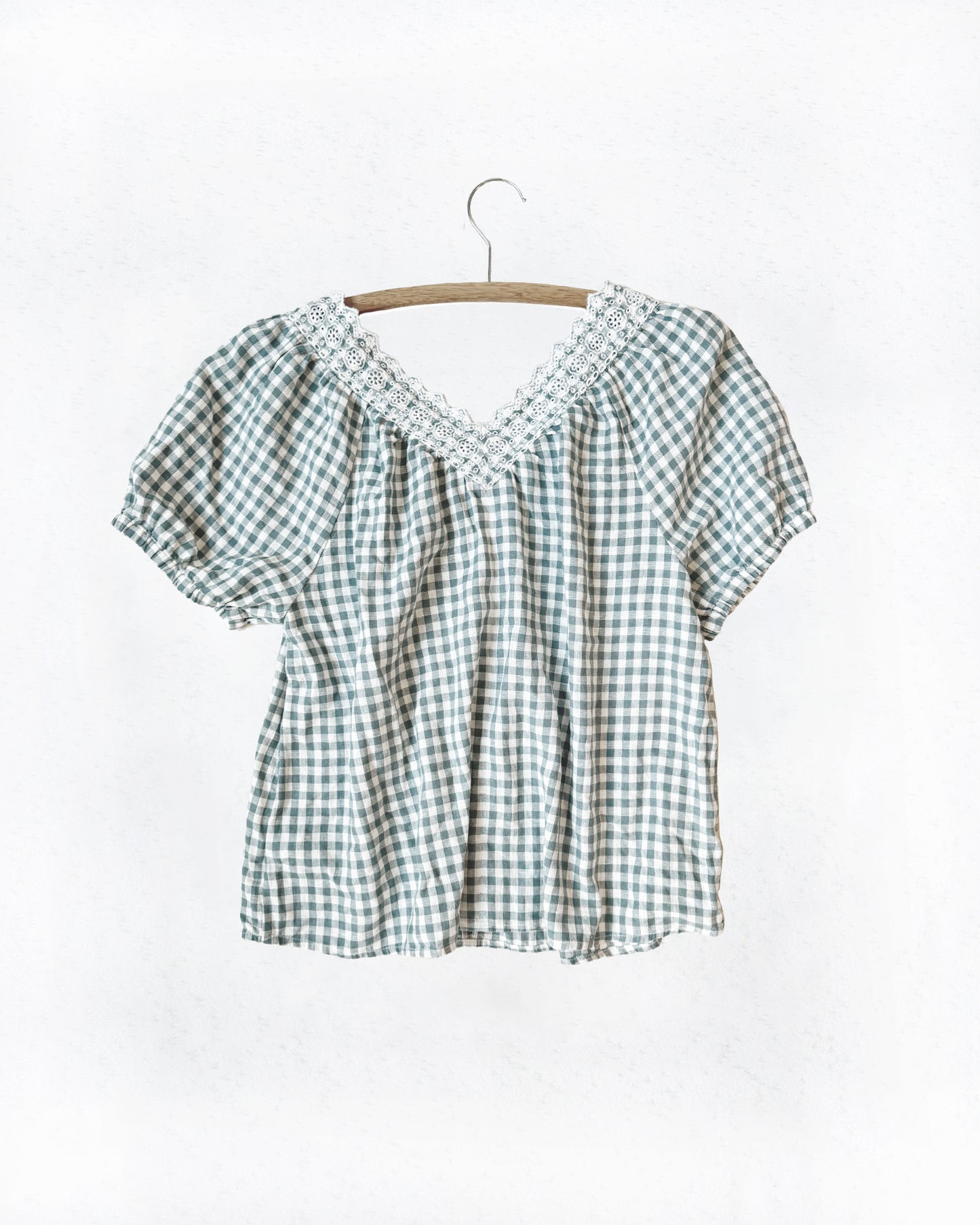 Madewell Embroidered Gingham Swing Top (S)
