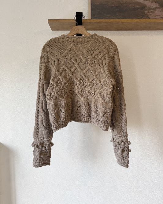 Cropped Cable Knit Sweater (L)