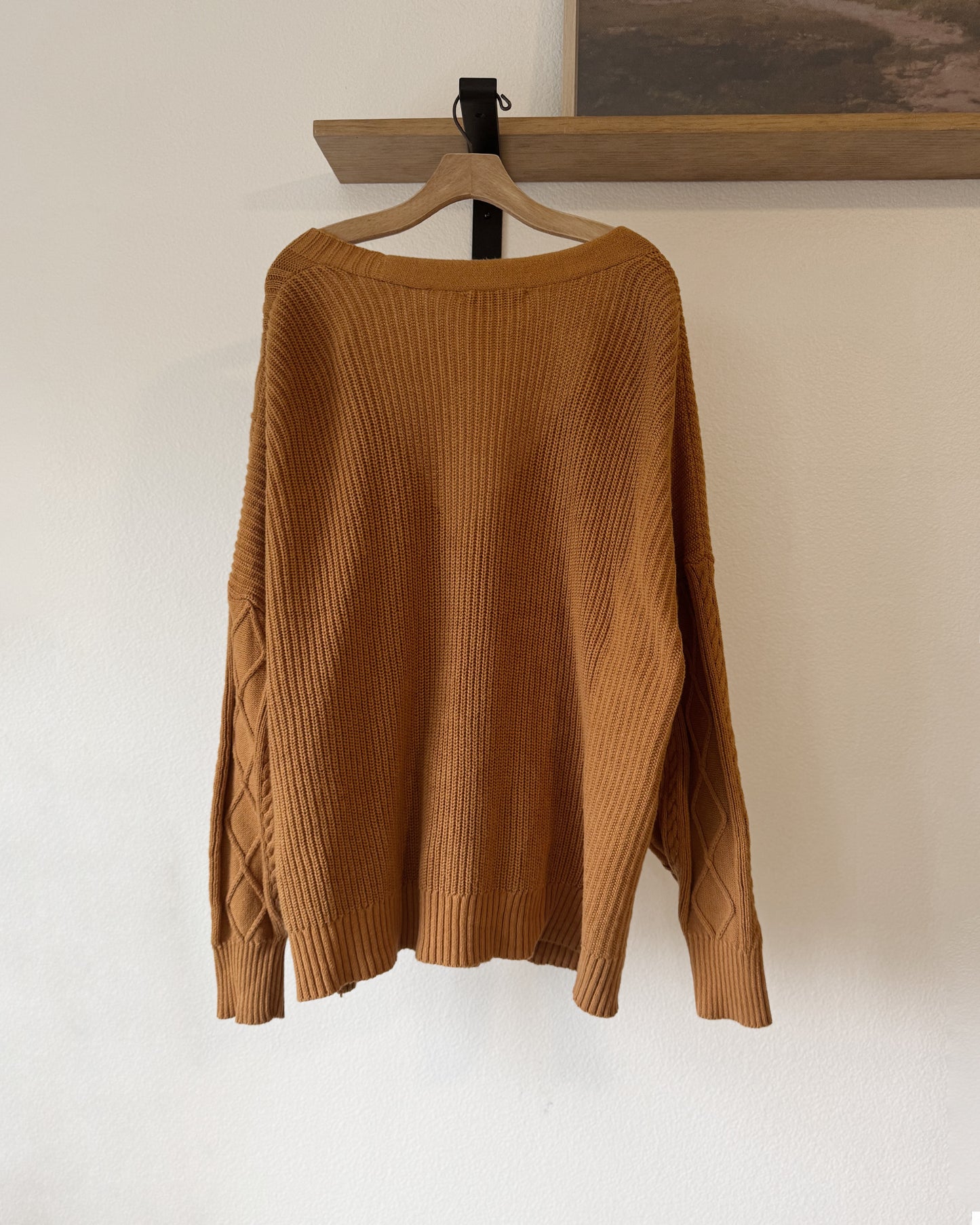 V-Neck Cable-Knit Cardigan (XXL)