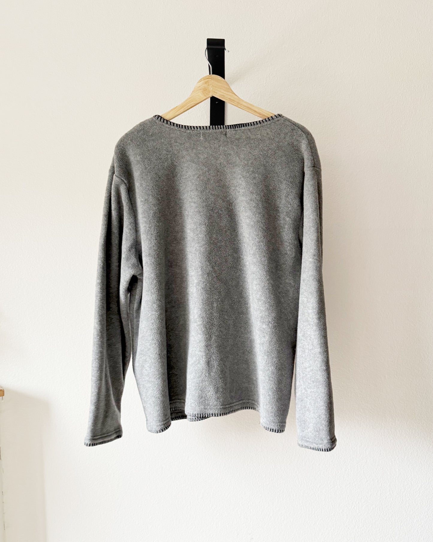 Embroidered Snowmen Fleece Cardigan (1X)