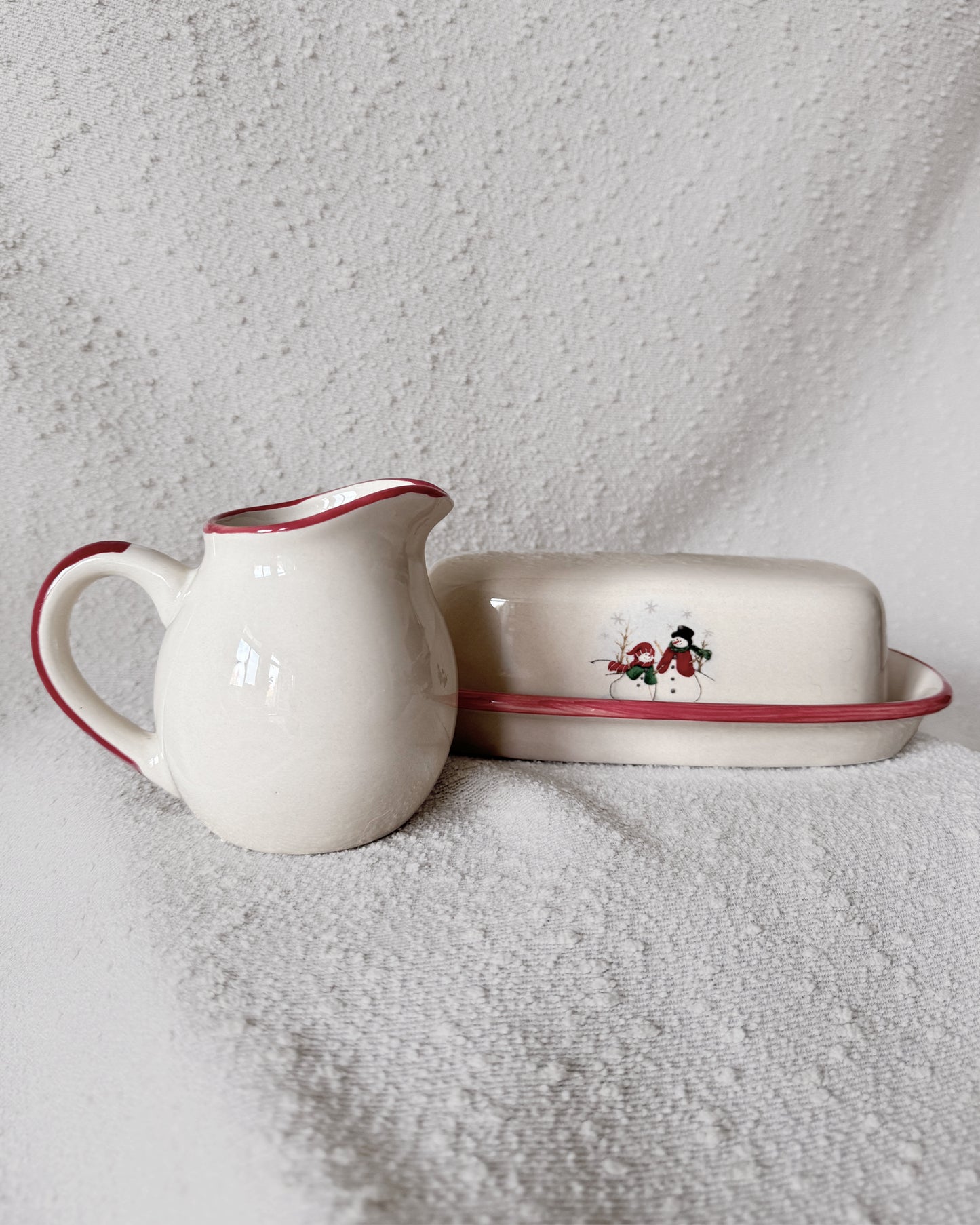 Vintage Christmas Butter Dish & Syrup Set