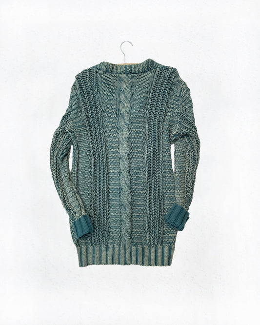 Cotton Cable Knit Cardigan Sweater (M)