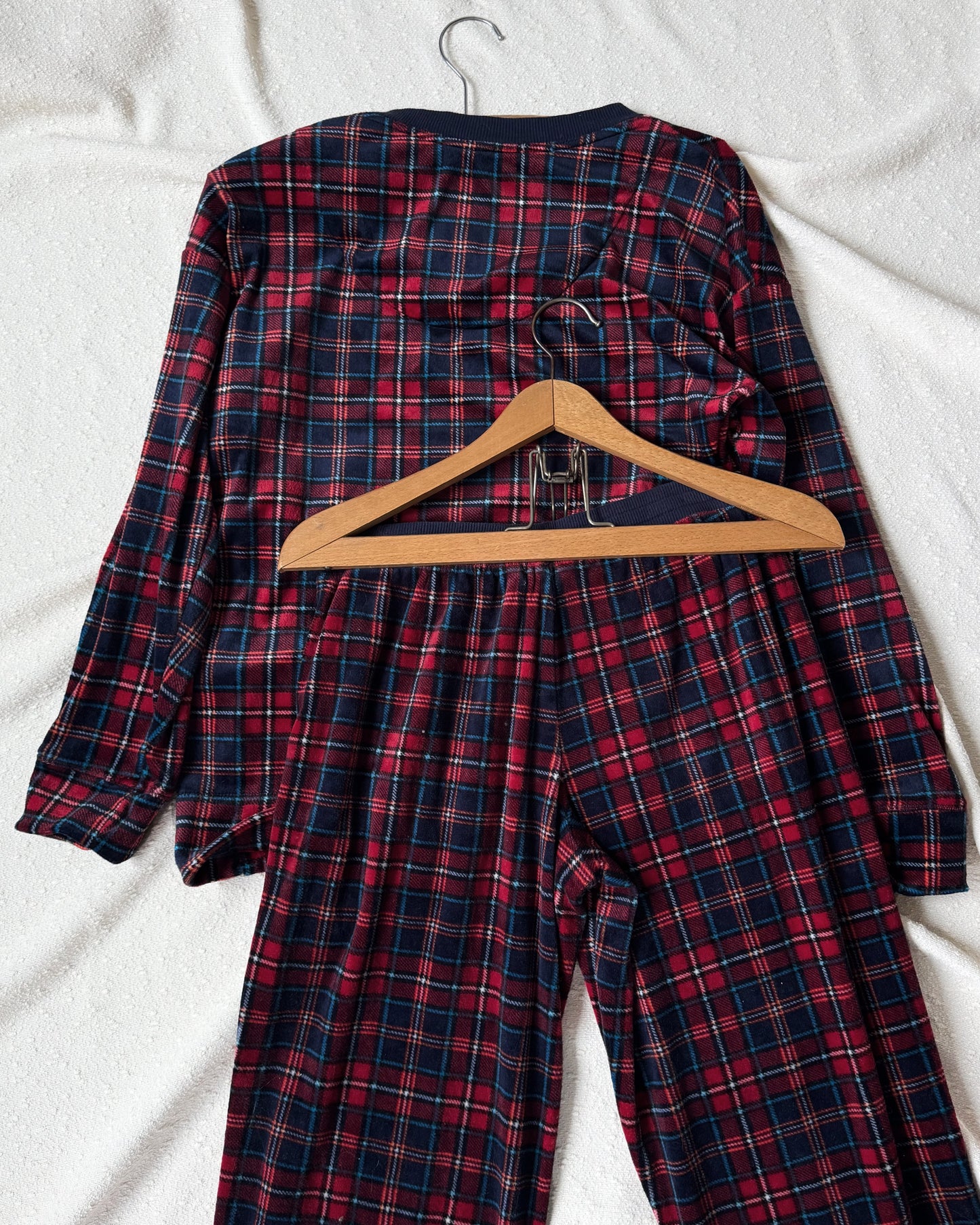 Velour Plaid Pajama Pants Set (S)