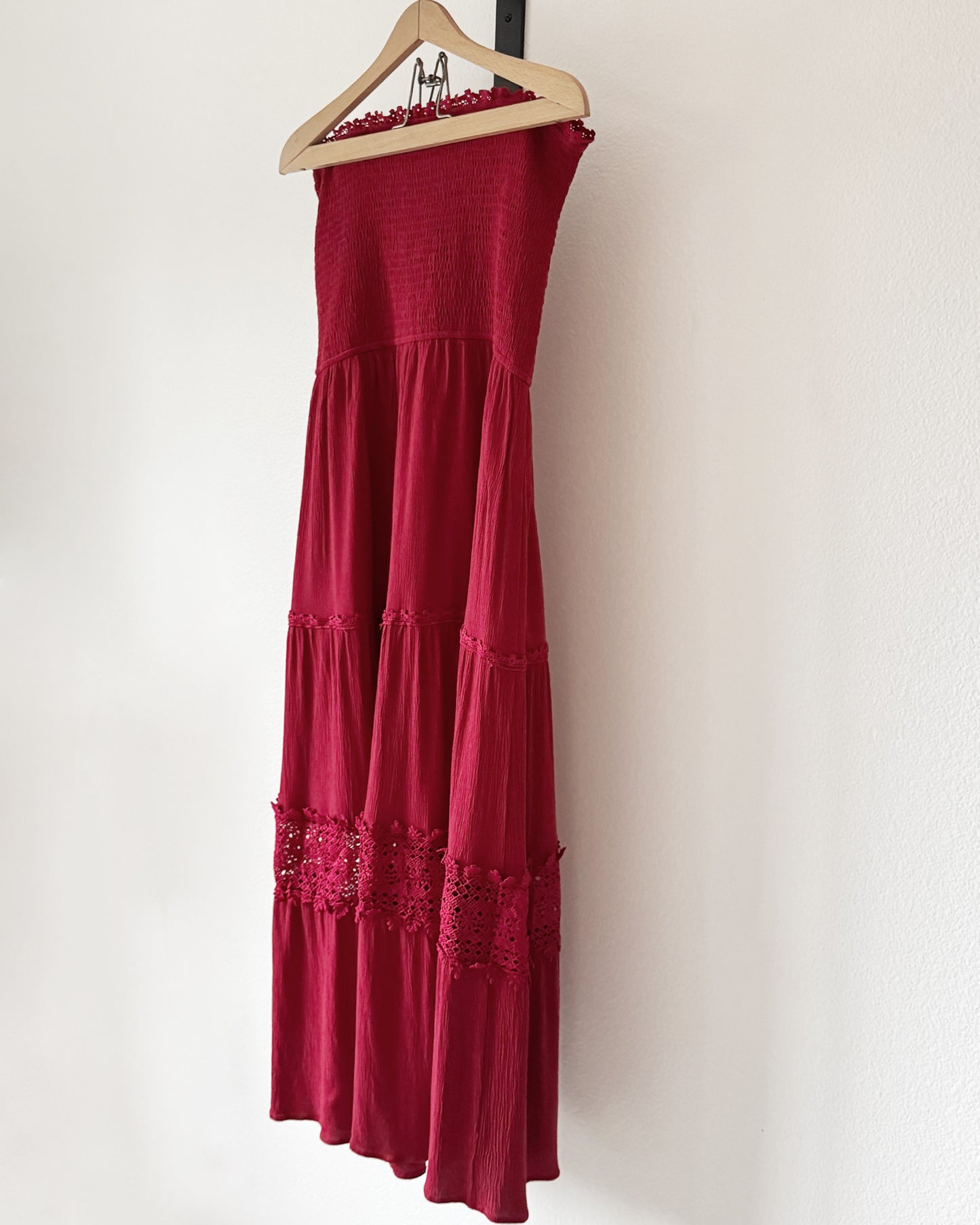 Bohemian Strapless Lace Trim Maxi Dress (XL)