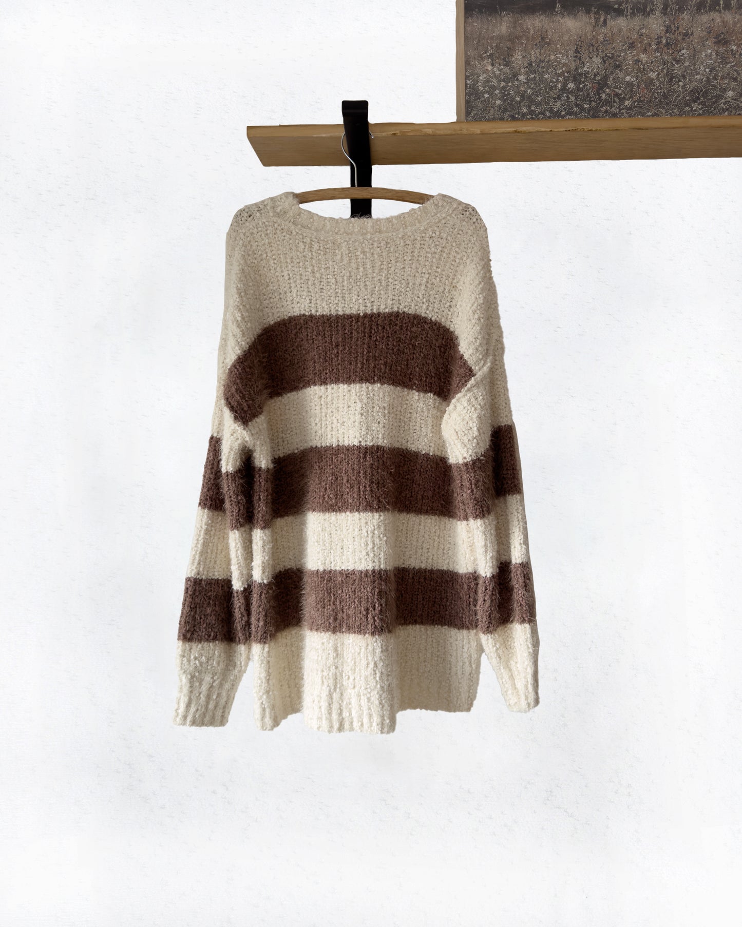 Altar’d State Oversize Stripe Fuzzy Popcorn Sweater (L)