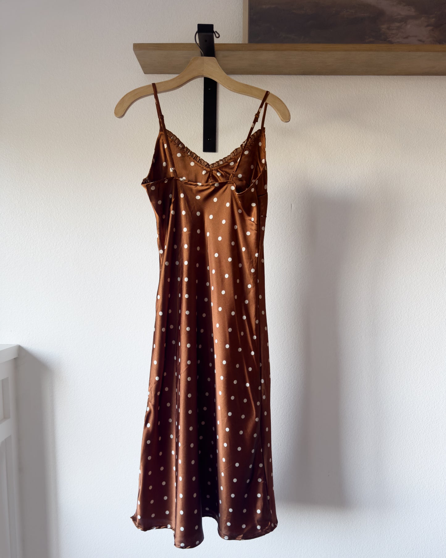 Silky Polka Dot Slip Dress (S)