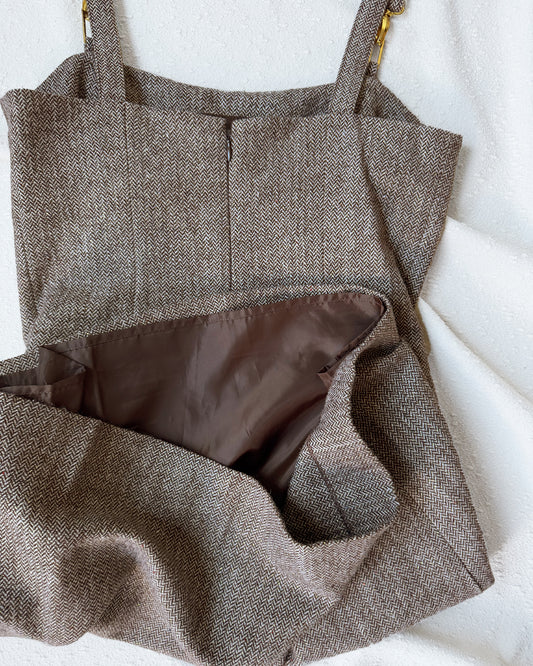 Herringbone Tweed Jumper Dress (XS)