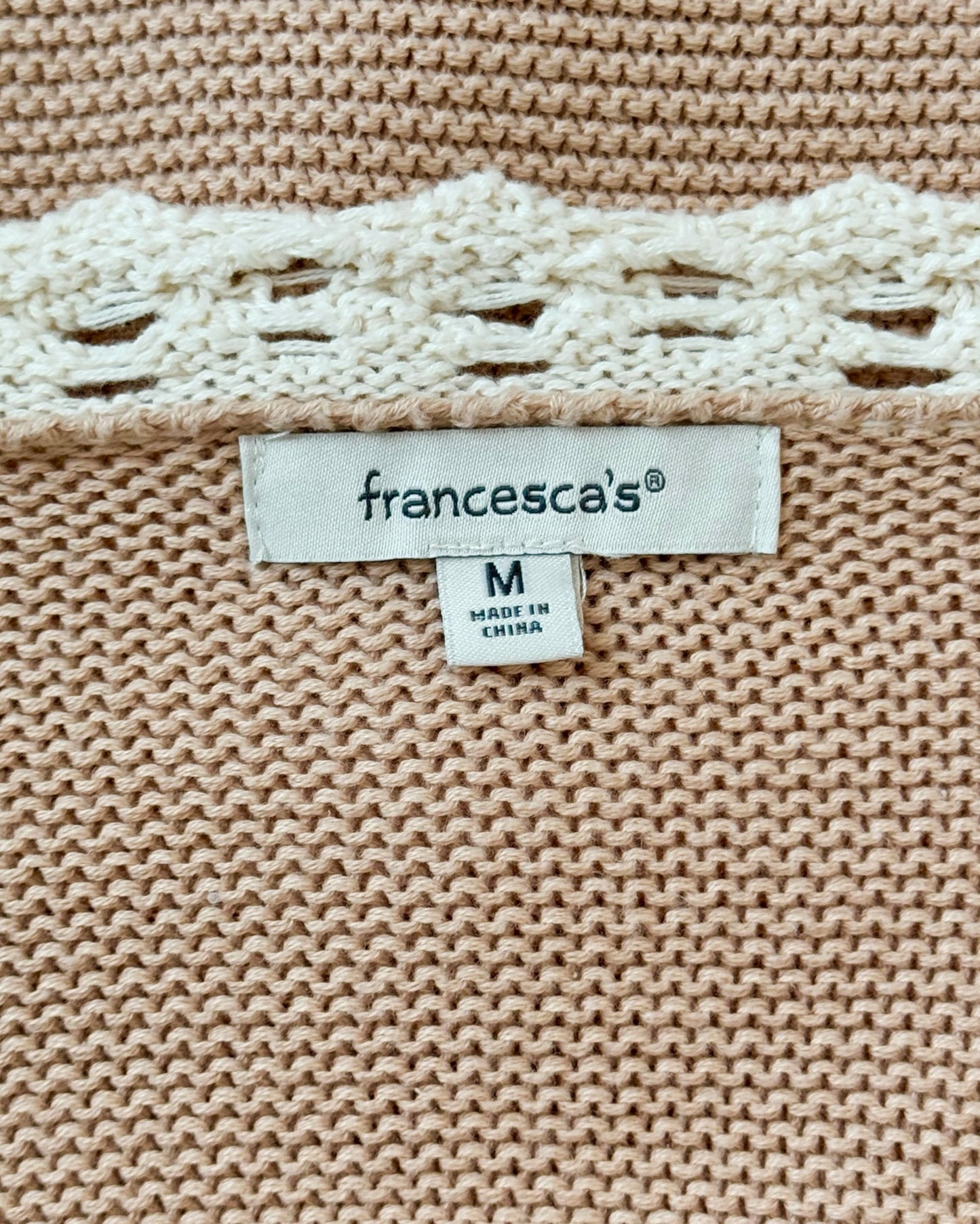 Crochet Trim Cardigan Sweater (M)