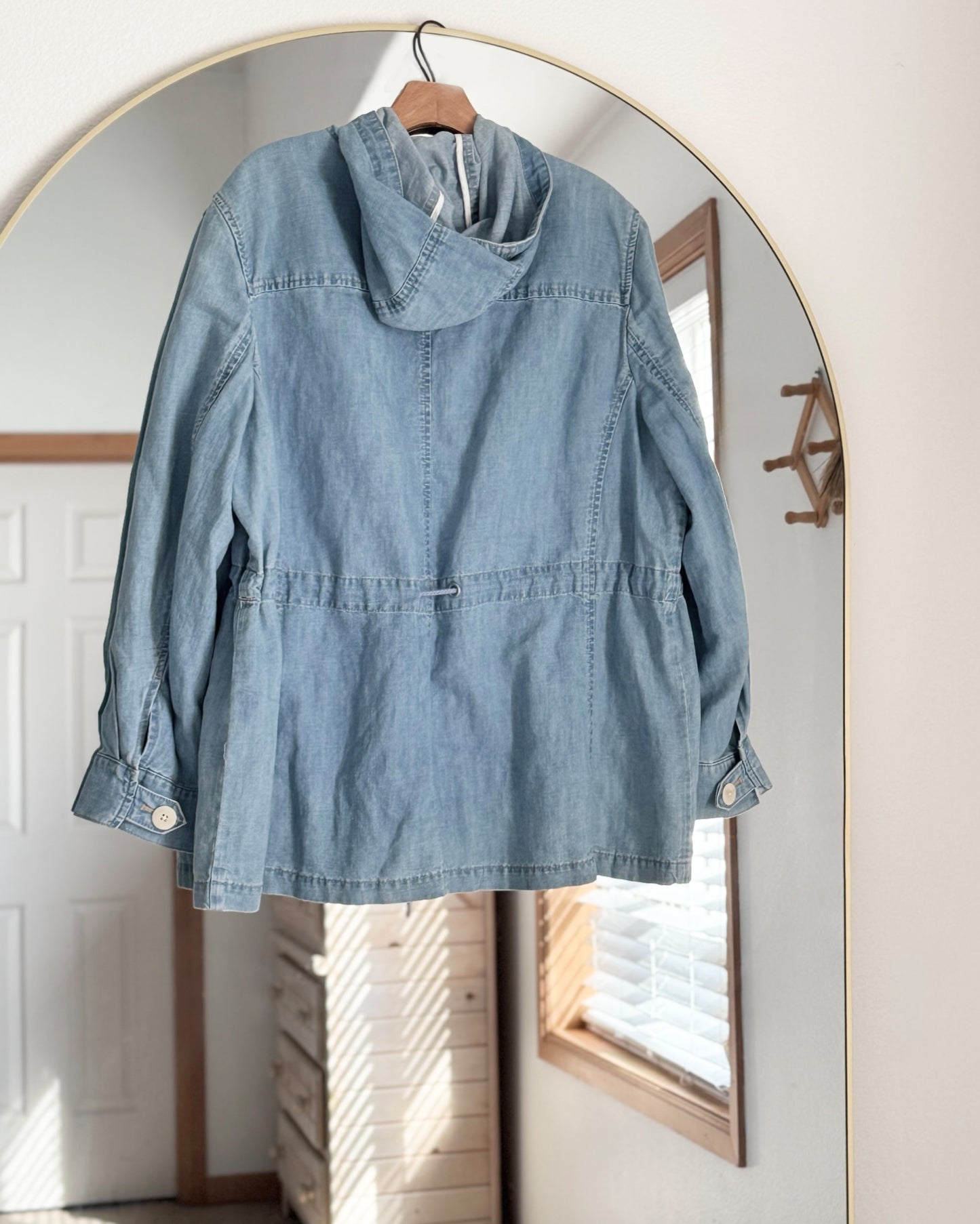 Hooded Cotton Hemp Lightweight Denim Jacket (M-1X)