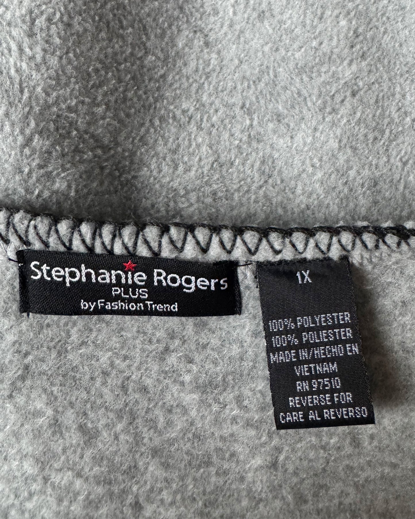 Embroidered Snowmen Fleece Cardigan (1X)