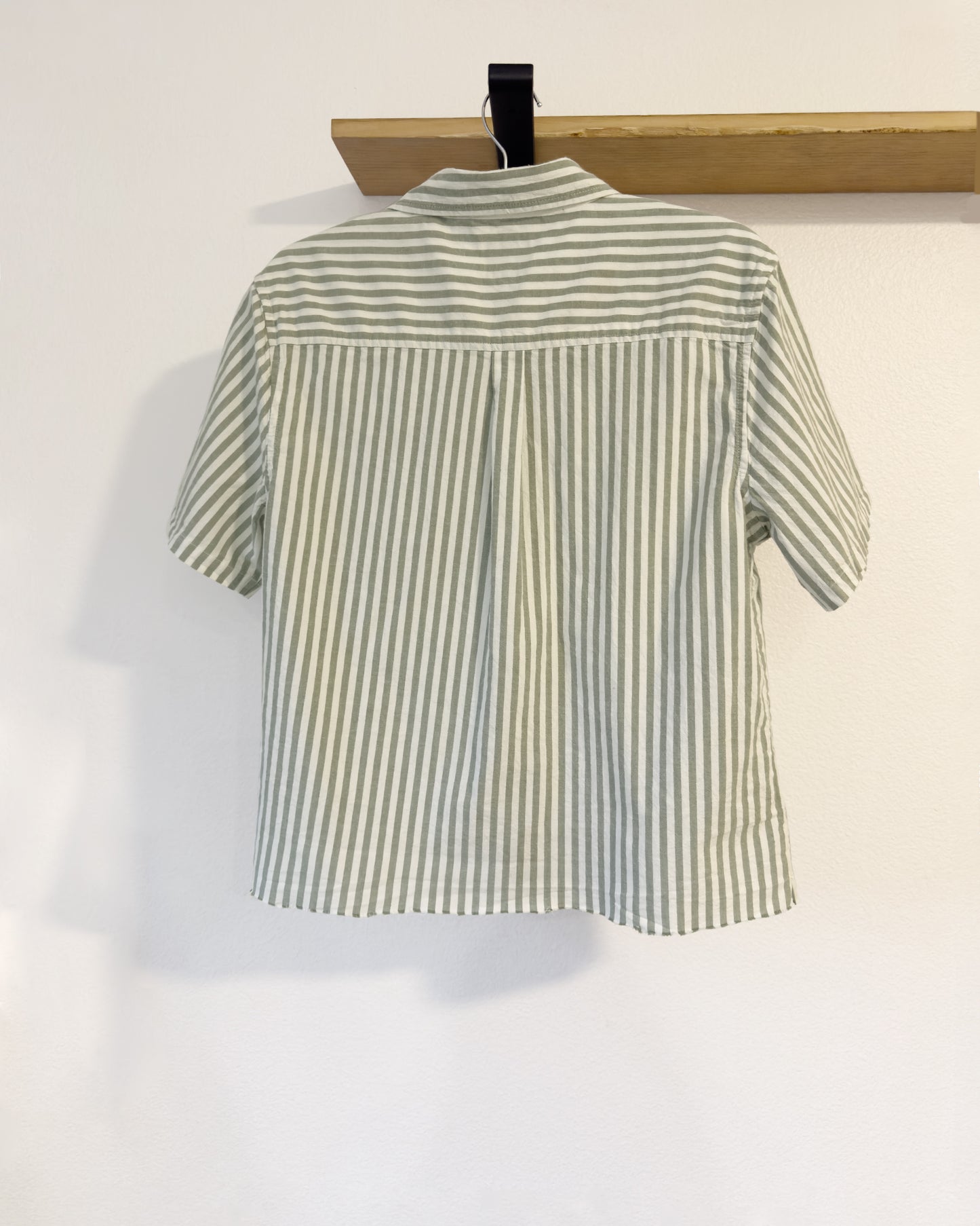 Raw Hem Stripe Oxford Camp Shirt (M/L)