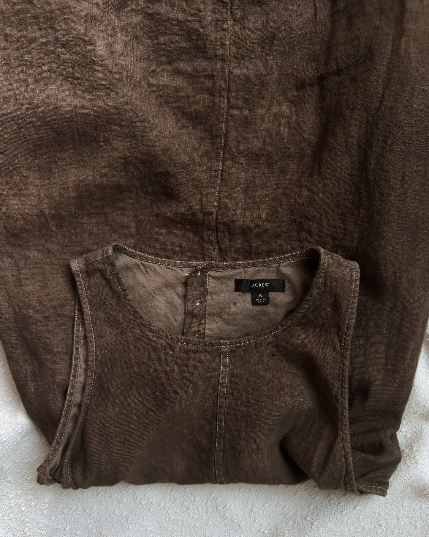 Linen Button-Back Sleeveless Shift Dress (S)