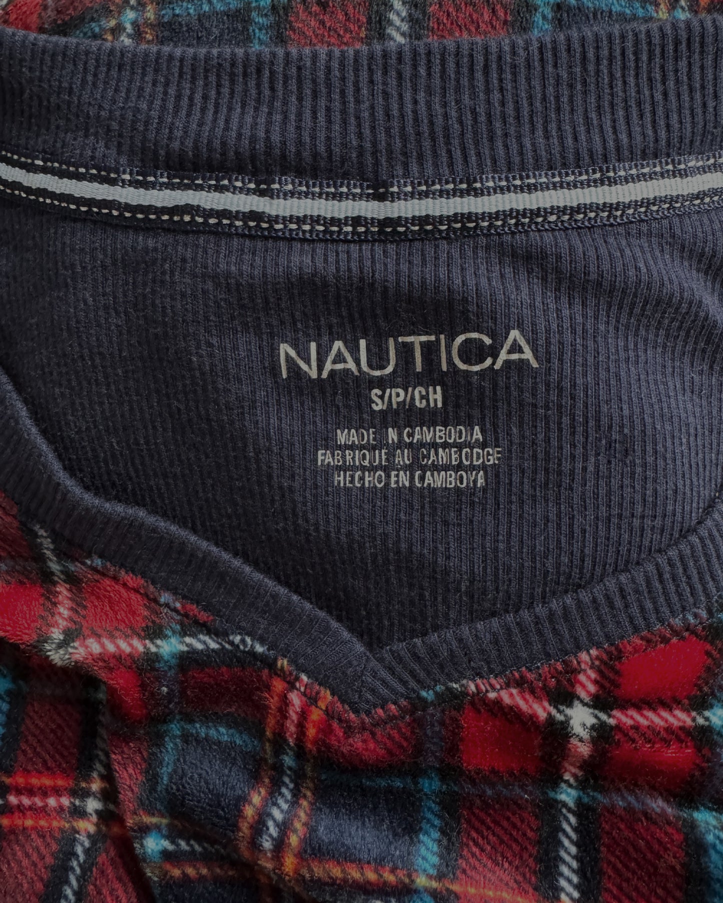 Velour Plaid Pajama Pants Set (S)