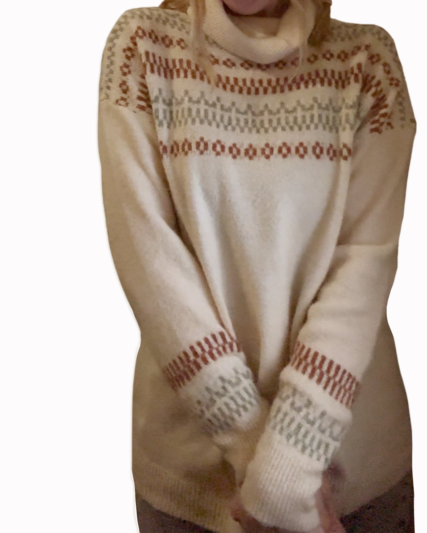 Printed Accents Cowl Neck Sweater (S/M)