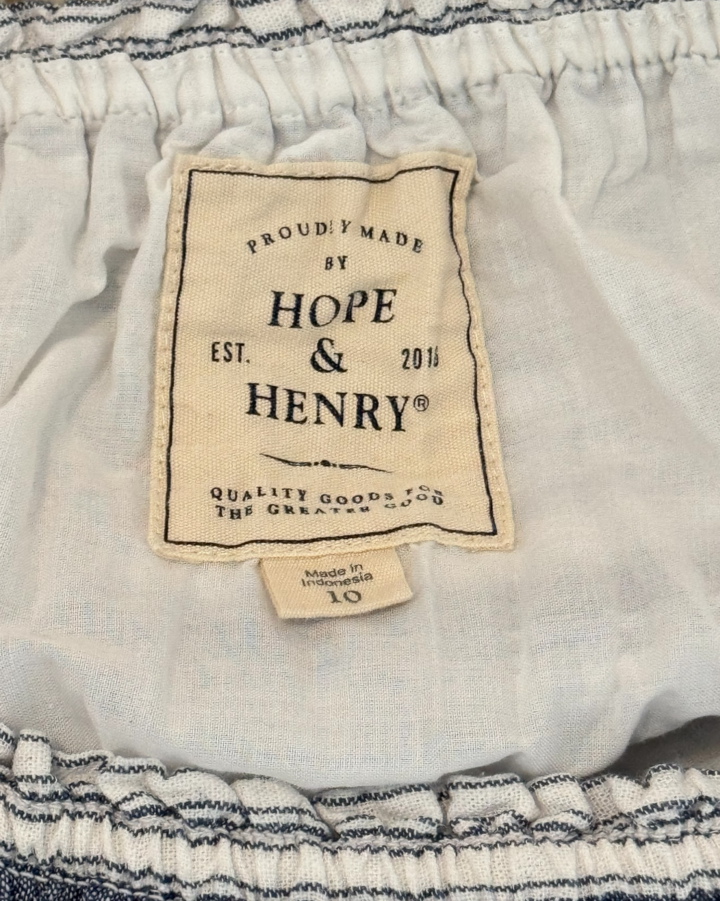 Hope & Henry Smocked Bow-Shoulder Dress (L)