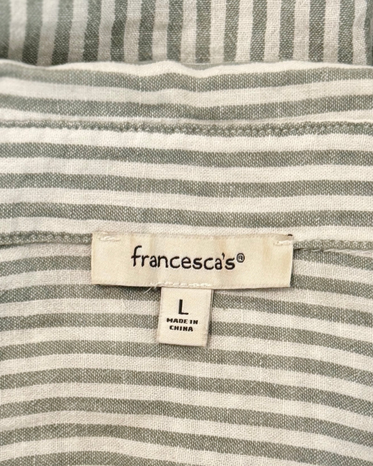 Linen Striped Button Down Top (L)