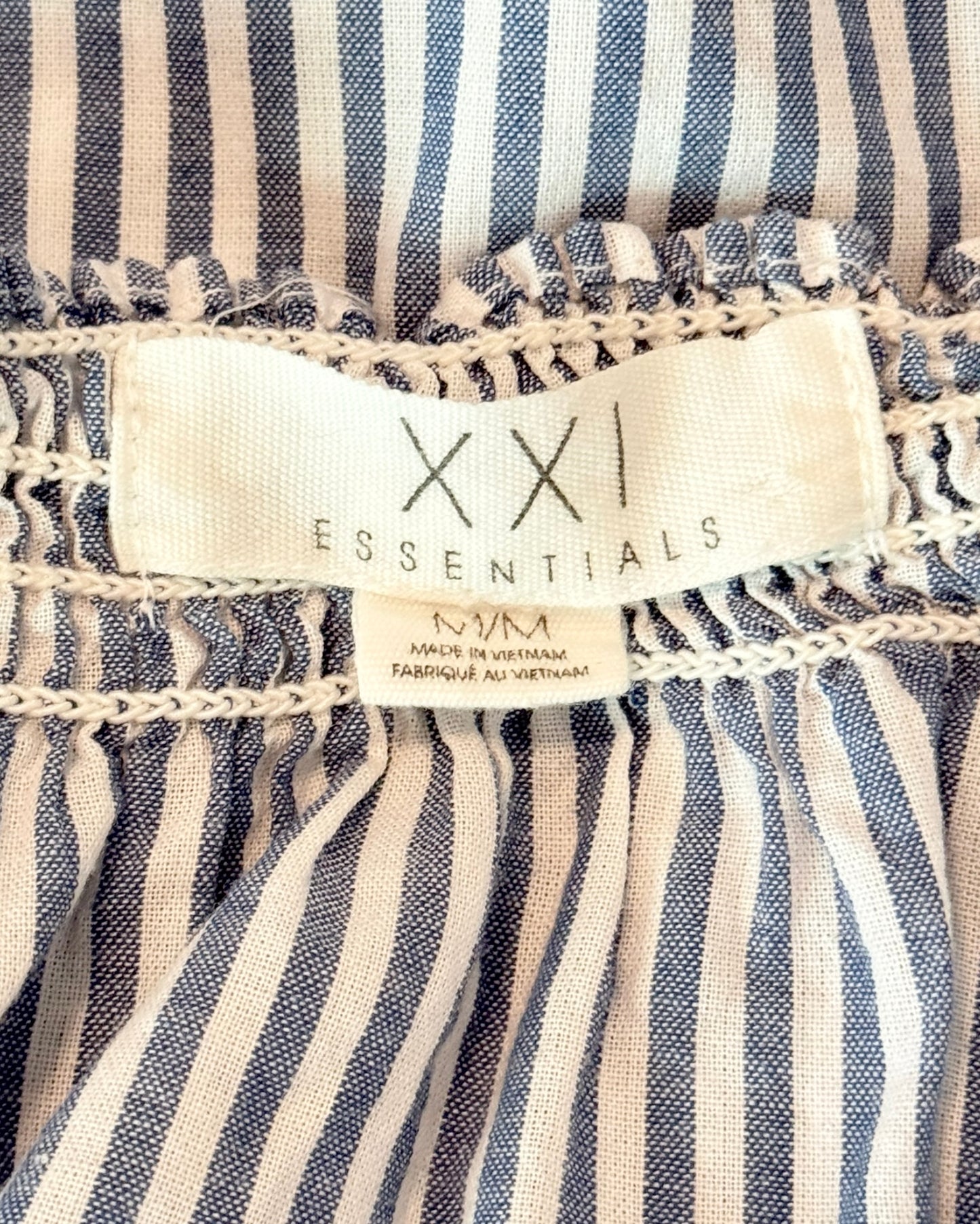 Striped Cotton Peasant Blouse (M)