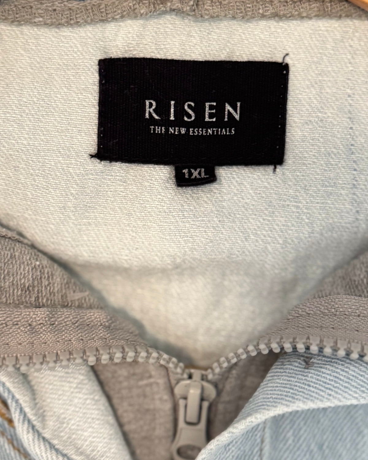 Risen Brand Distressed Hooded Denim Shacket (L- 1XL)