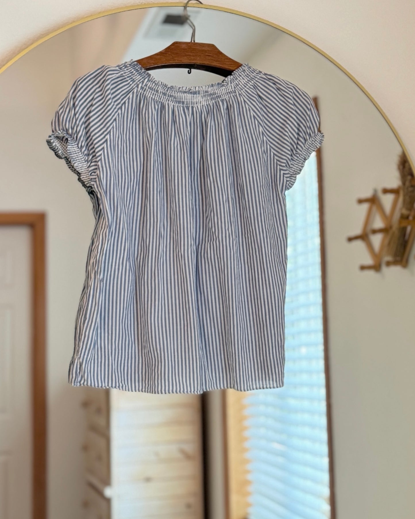 Striped Cotton Peasant Blouse (M)