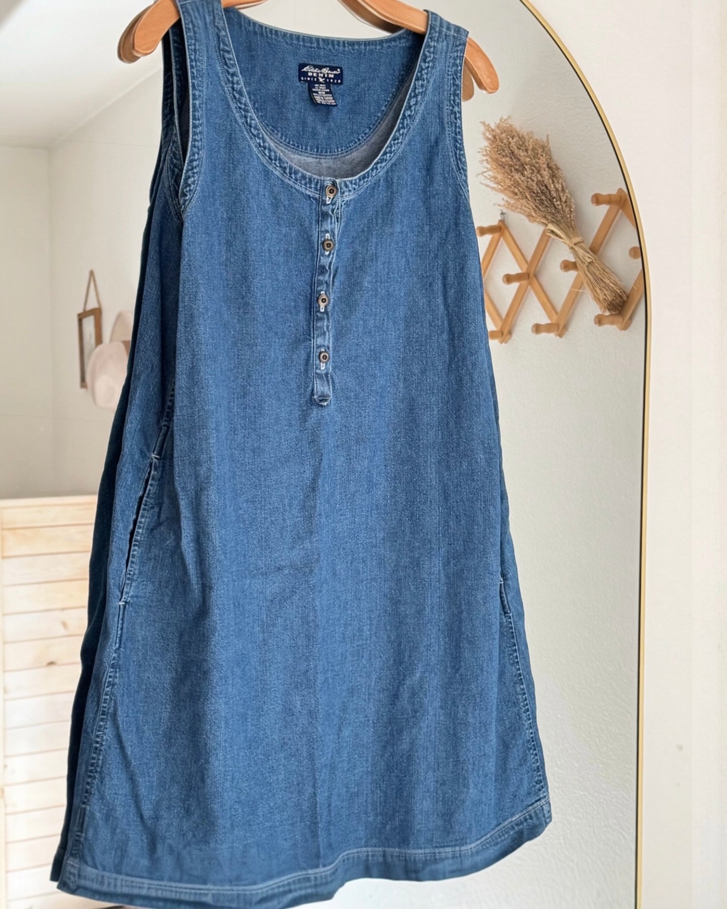 Vintage 90s Eddie Bauer Denim Jumper | Shift Dress (M)