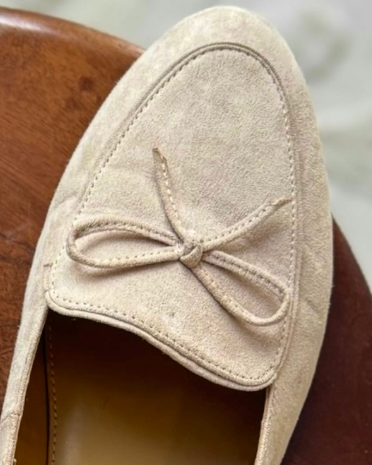 J.Crew Suede Bow Almond Toe Flats (9.5)