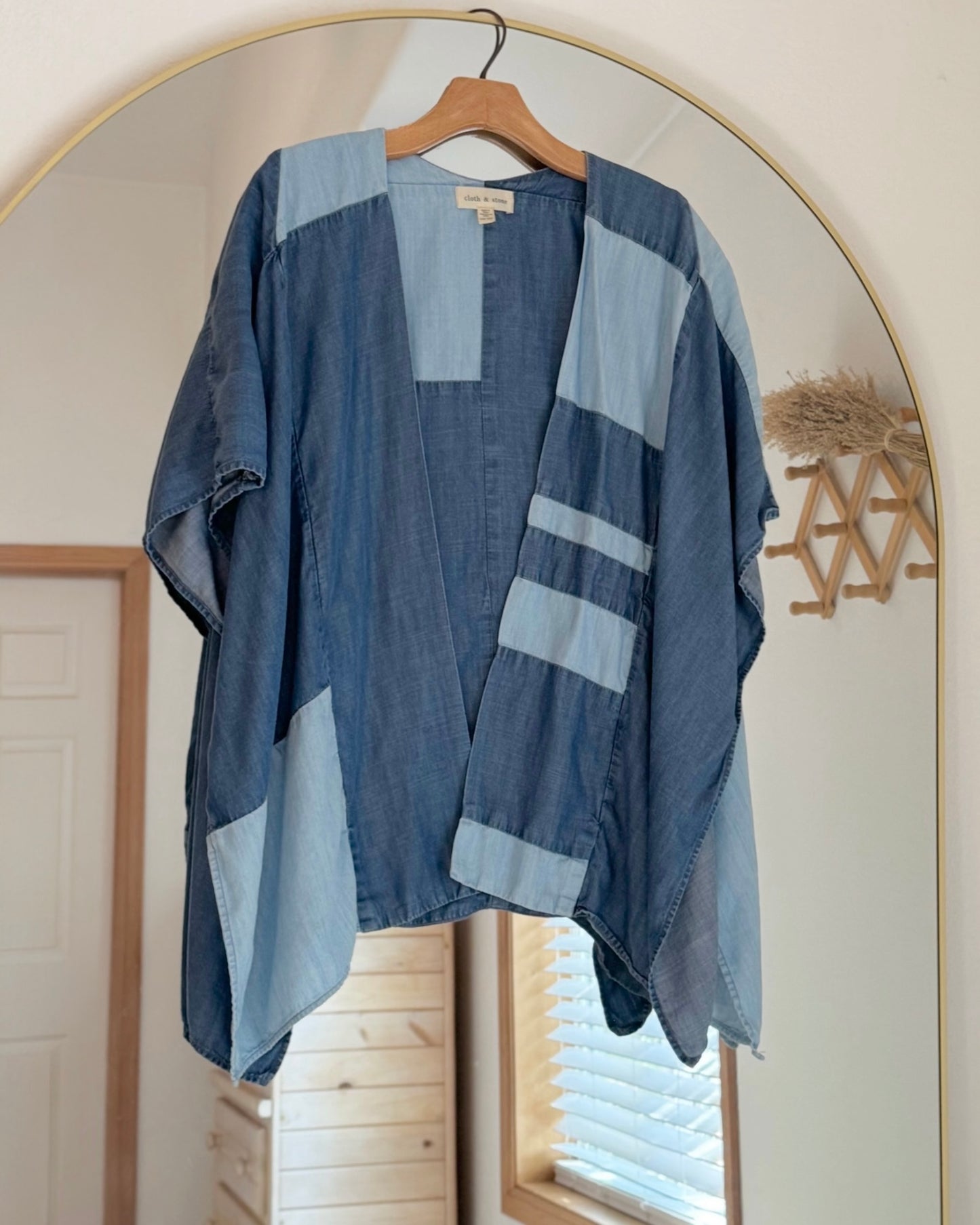 Anthropologie Cloth & Stone Denim Patchwork Kimono (OS)