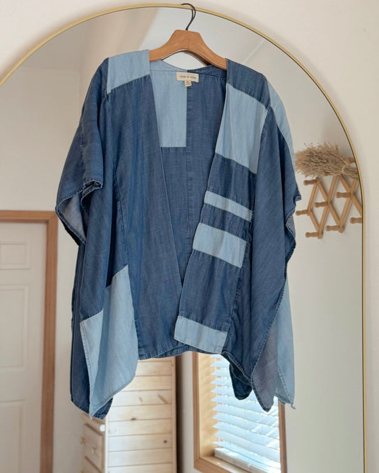 Anthropologie Cloth & Stone Denim Patchwork Kimono (OS)