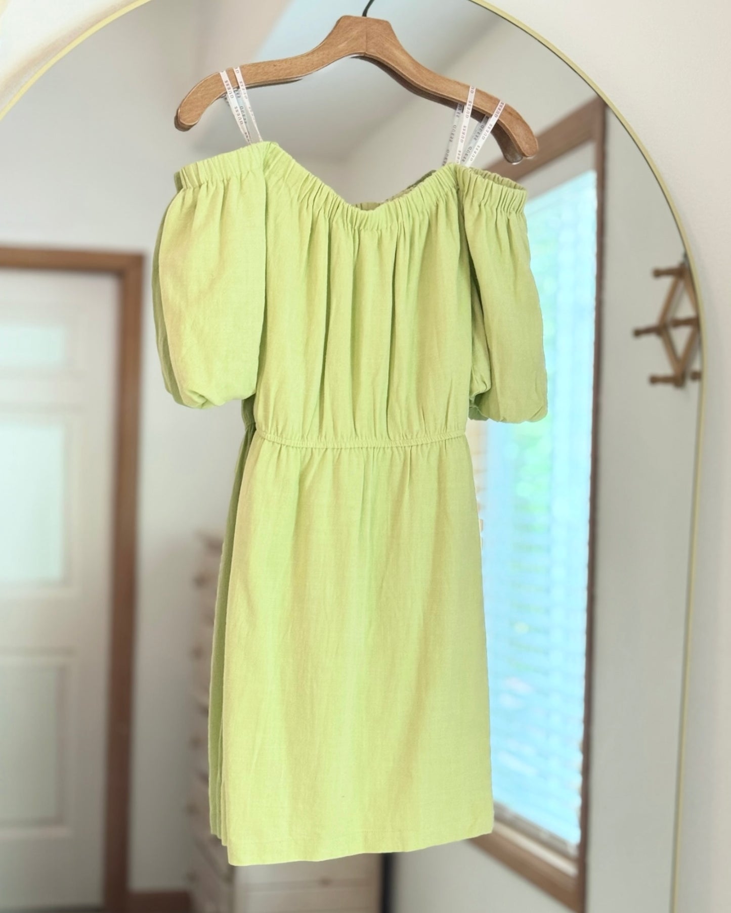 NEW Guess Linen Blend Off-The-Shoulder Dress | M/L