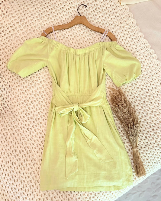 NEW Guess Linen Blend Off-The-Shoulder Dress | M/L