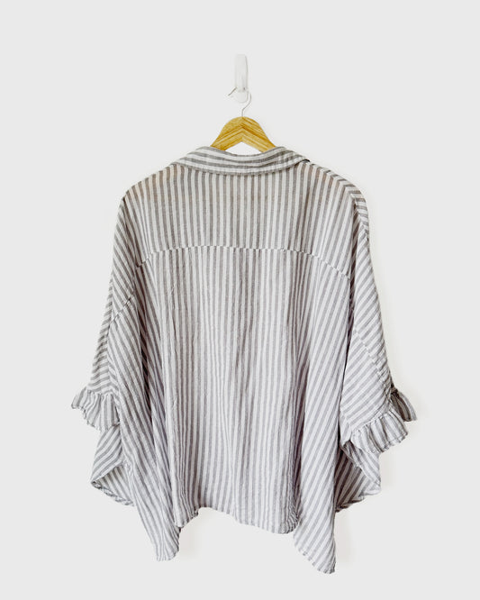 Cotton Oversized Button-Down Top (M)