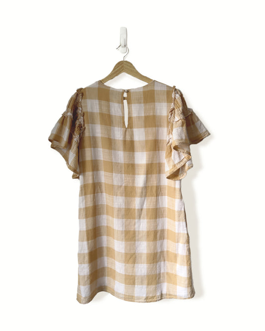 Gingham Ruffle Shift Dress (S)