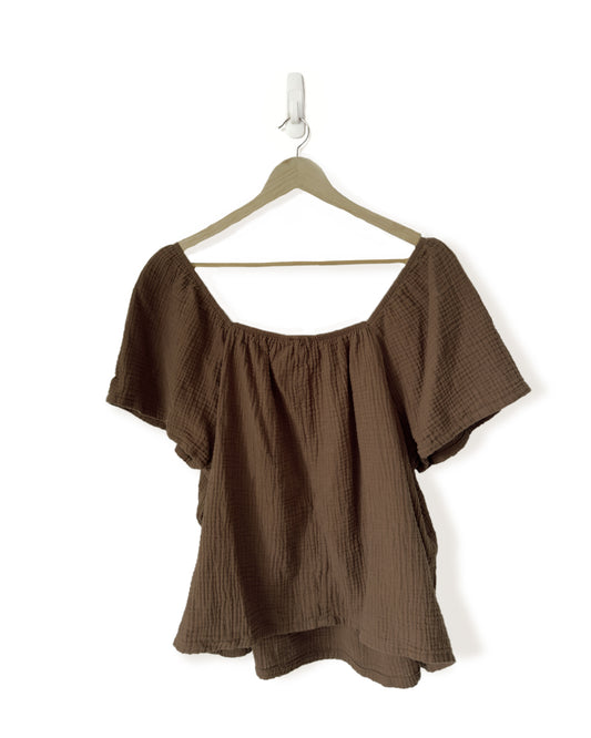 Puff Sleeve Gauze Top (XL)