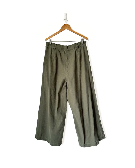 Wide Leg Pleated Crop Pants (29)