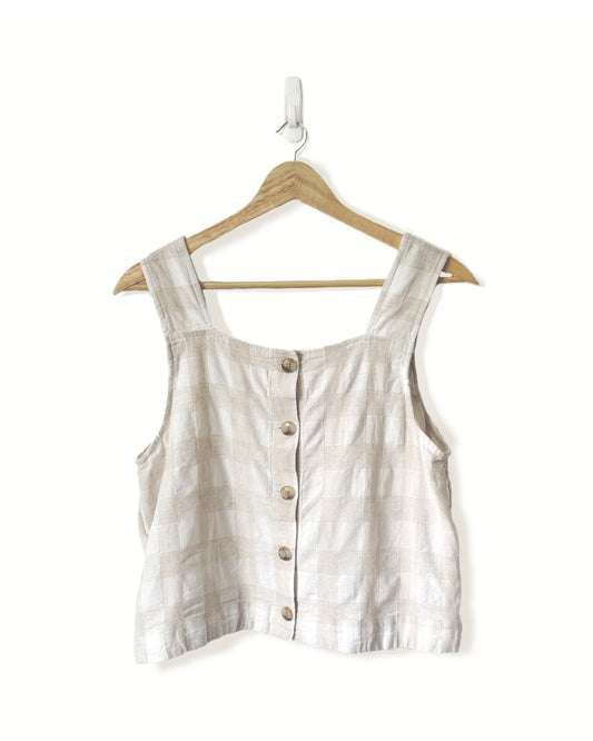 Gingham Linen Button-Back Top (2)