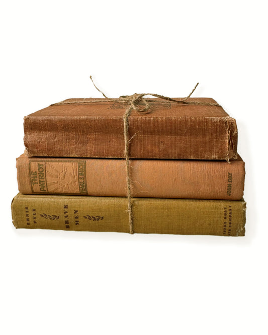 Lot of 3 Terracotta Brown Vintage Books | Decor | Circa 1906 to 1940
