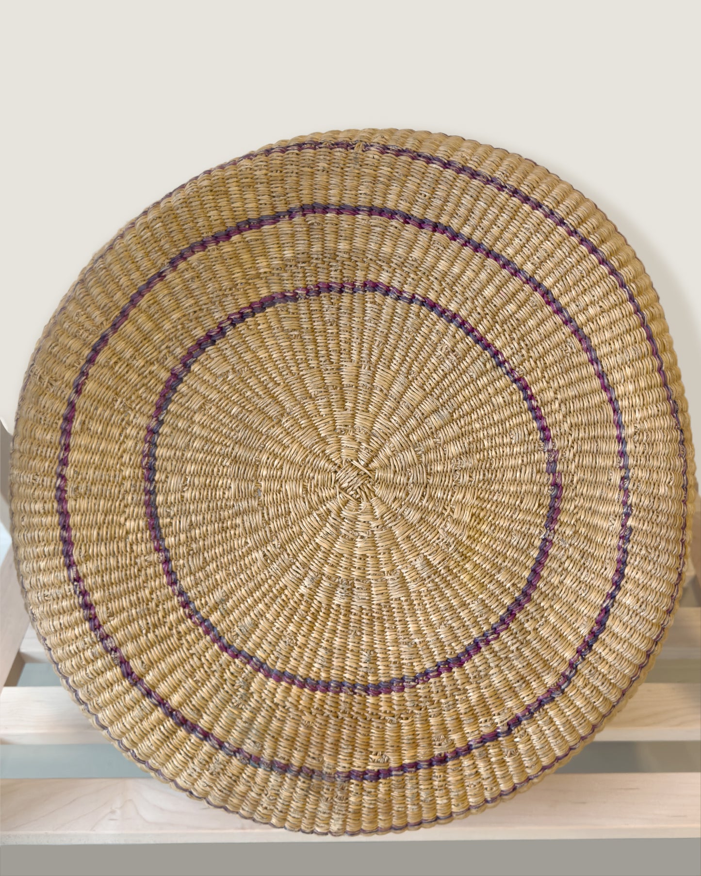 Handwoven Bolga Basket with Leather Handles (Large)
