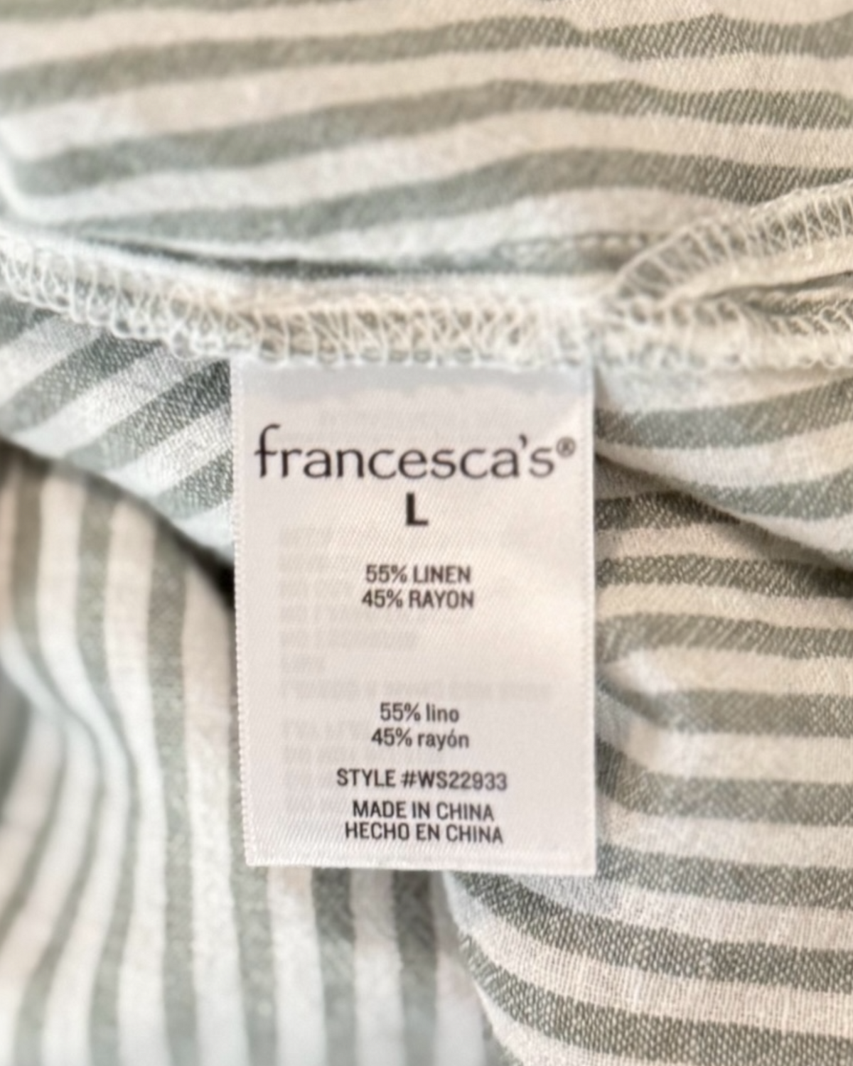 Linen Striped Button Down Top (L)
