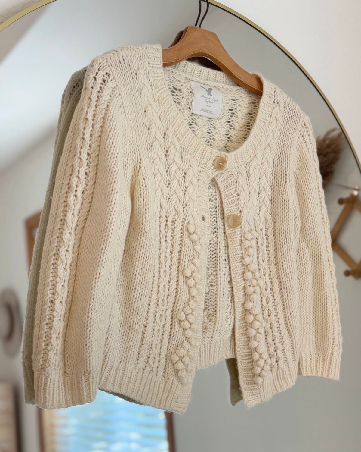 Vintage Cable Knit Cardigan Sweater (S)