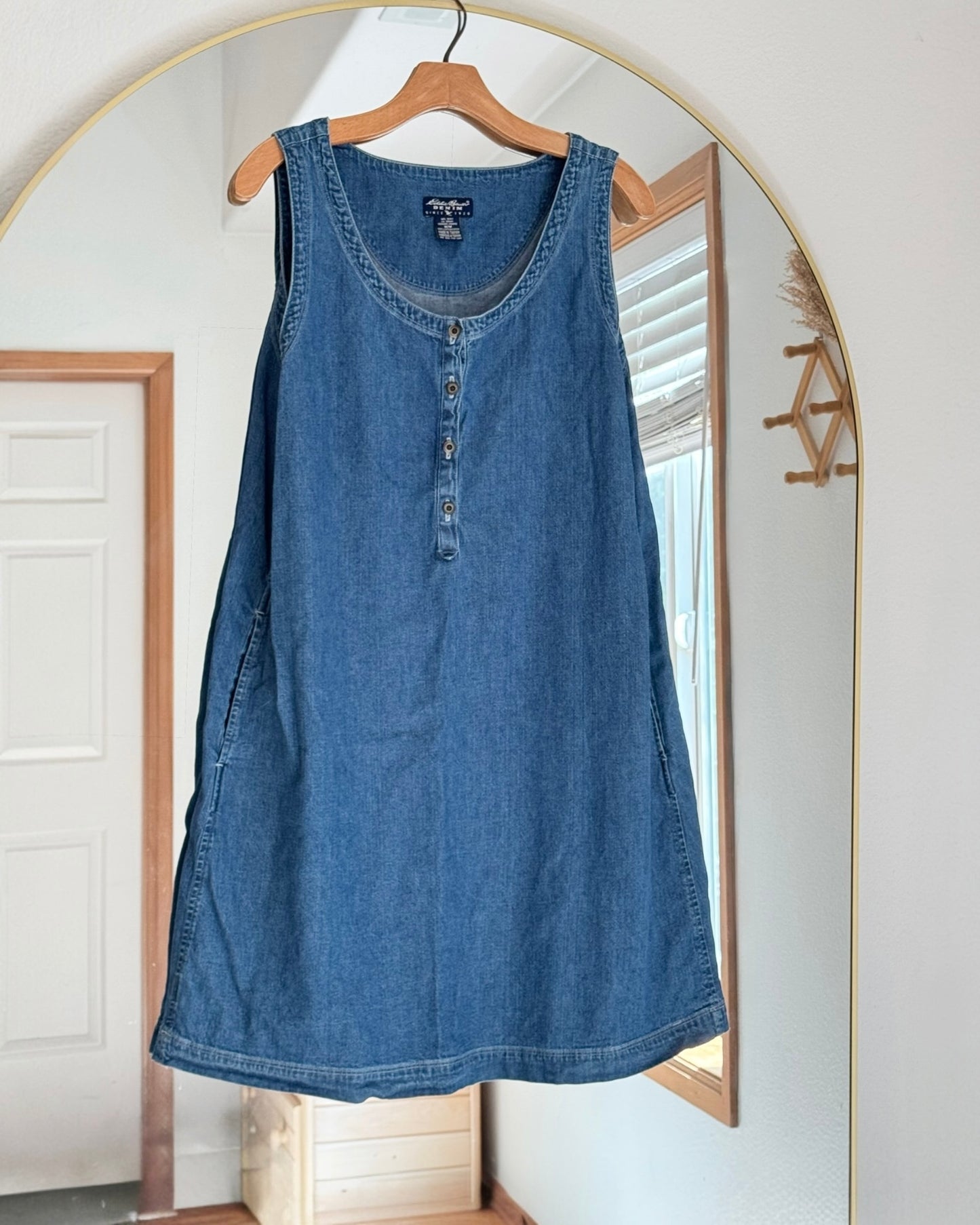 Vintage 90s Eddie Bauer Denim Jumper | Shift Dress (M)