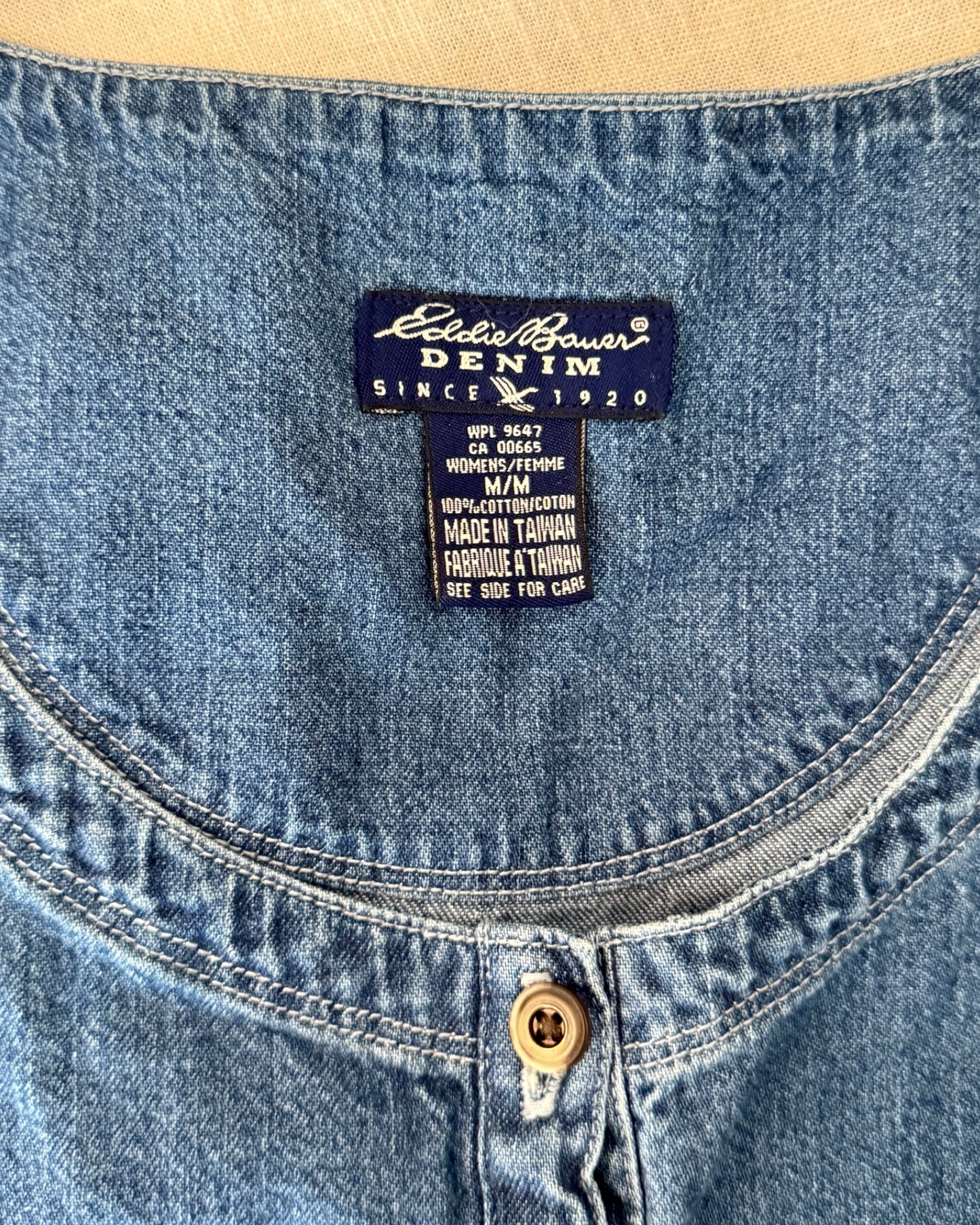 Vintage 90s Eddie Bauer Denim Jumper | Shift Dress (M)
