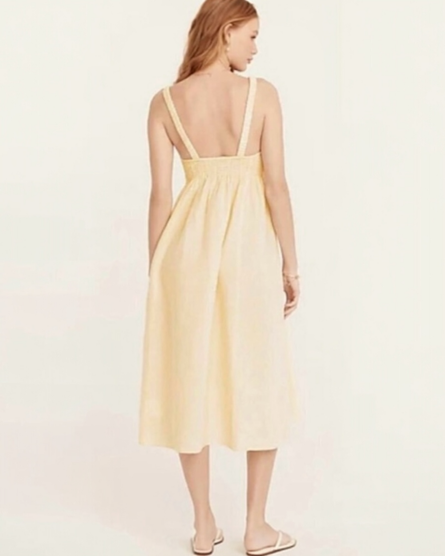 Honey Smocked Linen|Cotton Dress (M/L)